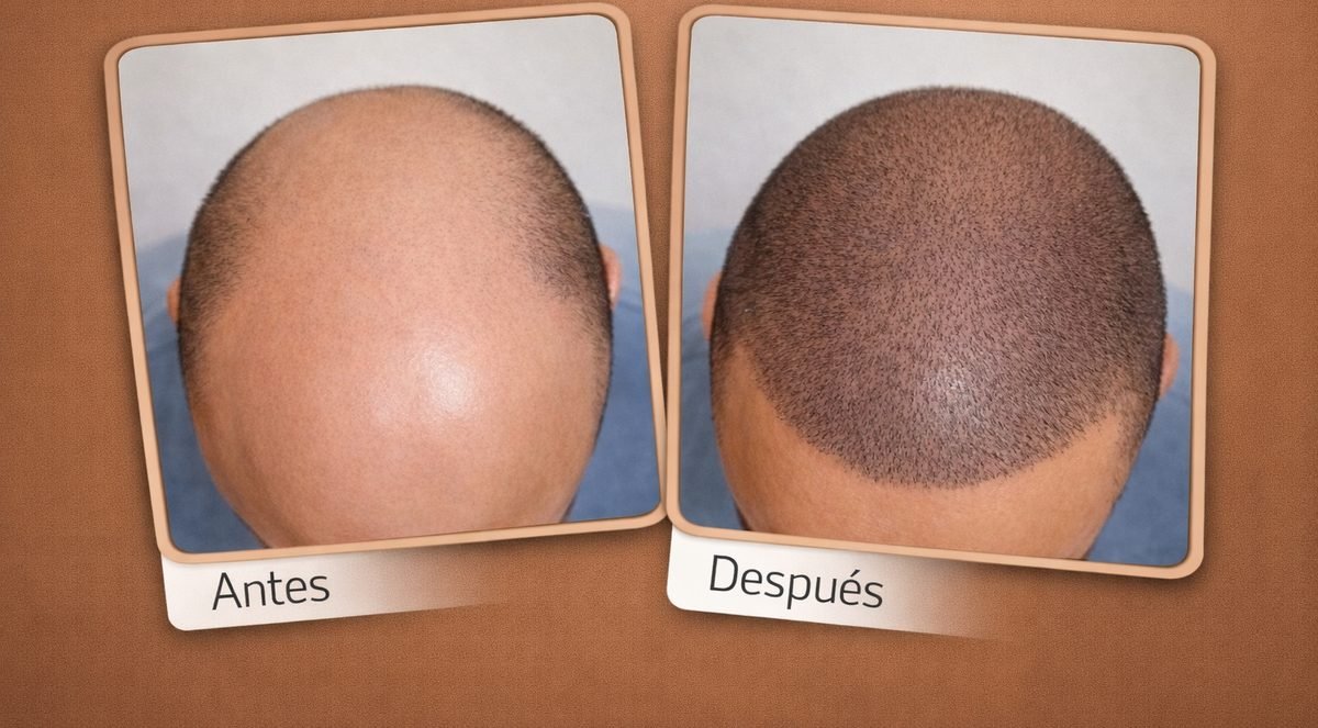 Caso 5 de 10: antes e depois de um transplante capilar